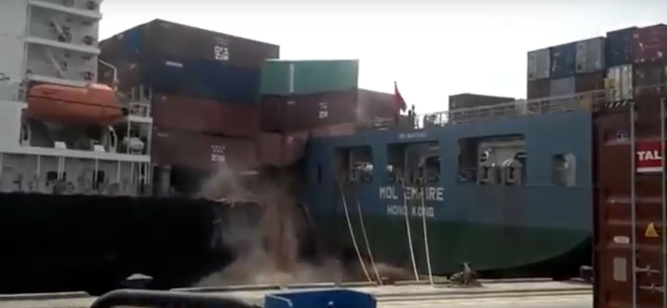 2 agosto 2015 Collisione fra due navi e portacontainer e la banchina a Port Keelang